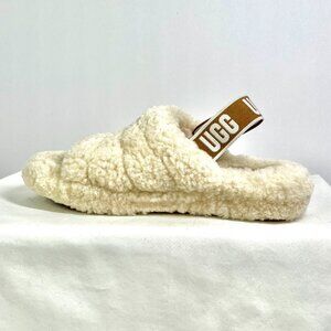 UNUSED UGG White Sherpa Slingback Slippers | Fluff Yeah Cozy Slides Women’s Sz 9